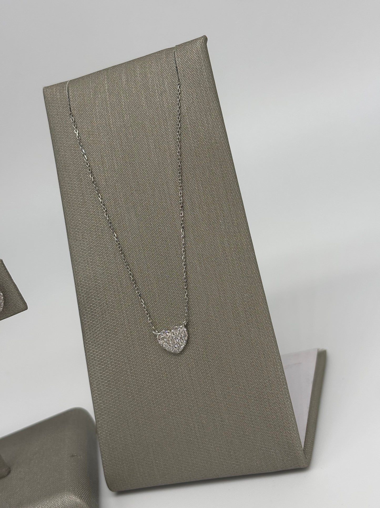 Set de Corazon Oro Blanco 14K