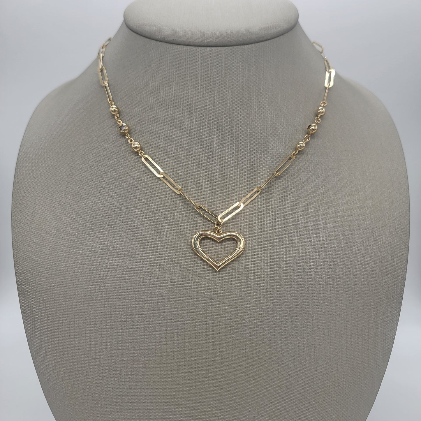 Collar con dije de corazon 14k