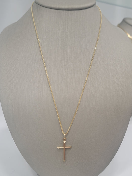 Cadena eslabon franco y crucifijo. Oro 10k