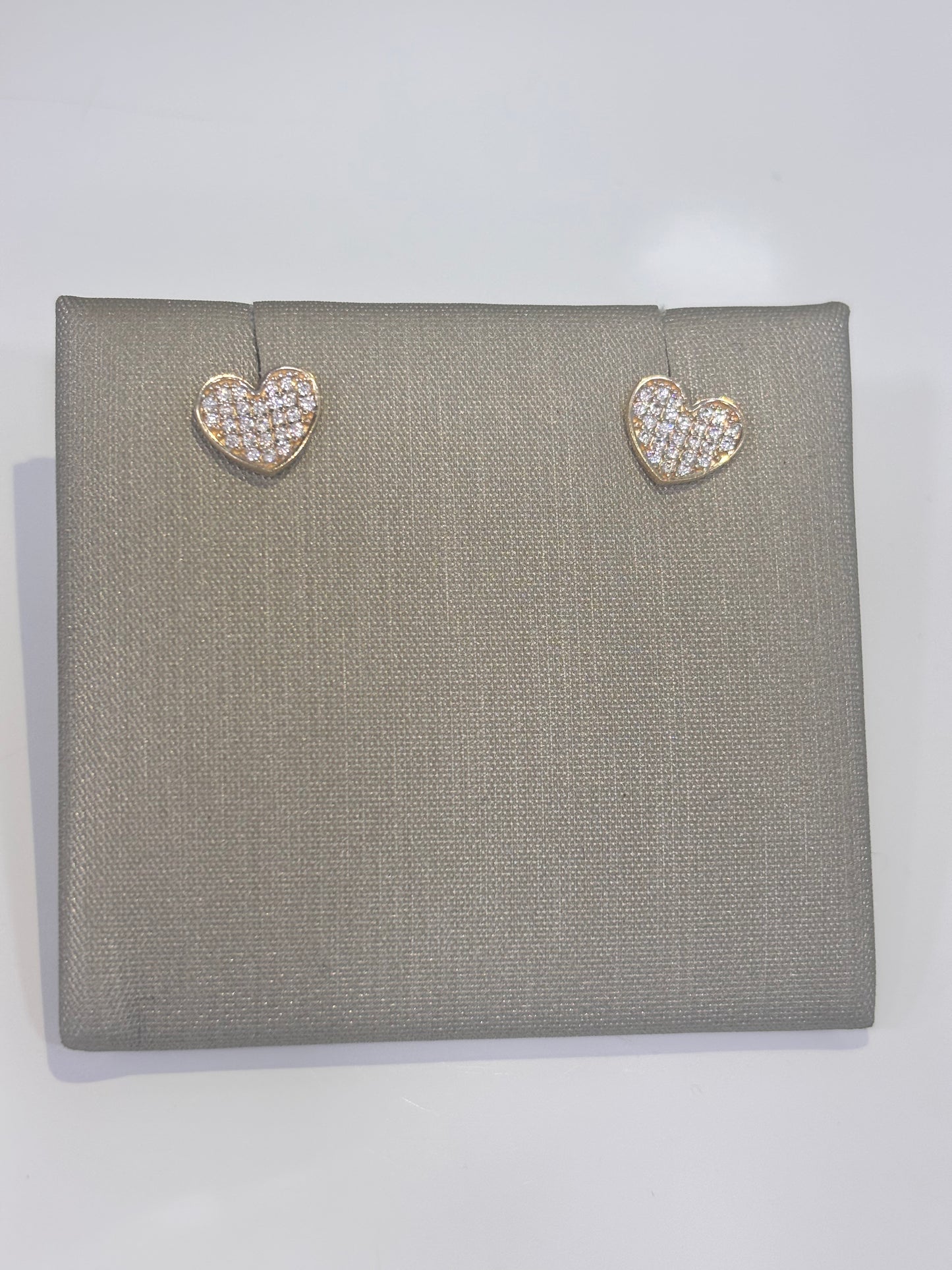 Aretes de Corazon con Brillo (14K)