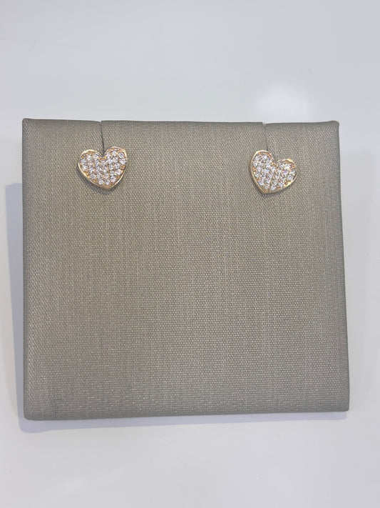 Aretes de Corazon con Brillo (14K)