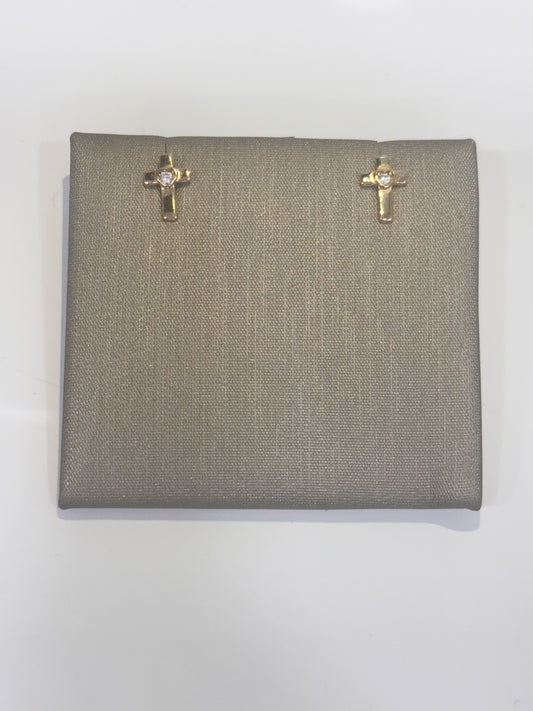 Aretes de Cruz y Corazón (14K)